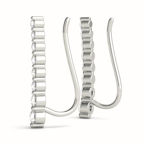 41030.side 14k White Gold Ear Climbers Diamond Earrings