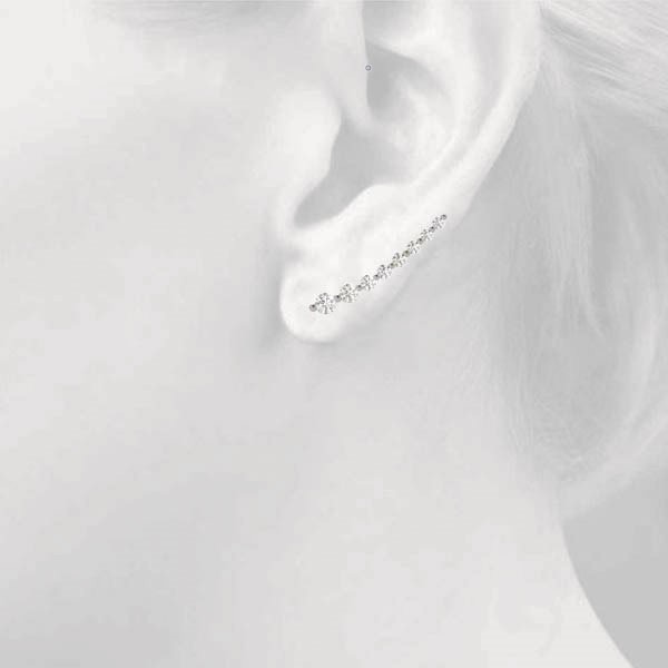 41030.ver 14k White Gold Ear Climbers Diamond Earrings