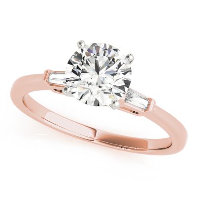Rebecca Elegant Diamond 3-Stone Baguette Engagement Ring (18k Rose Gold)
