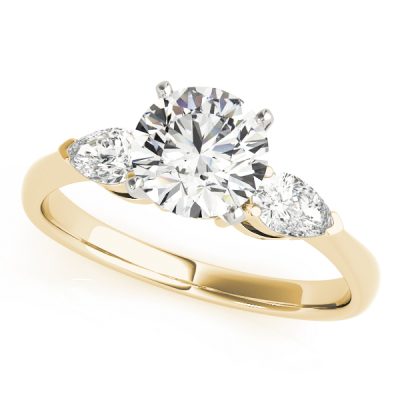April Diamond Pear & Round Brilliant 3-Stone Engagement Ring (18k Yellow Gold)