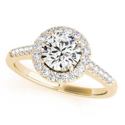 Lucia Diamond Halo Cathedral Engagement Ring
 (18k Yellow Gold)