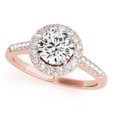 Lucia Diamond Halo Cathedral Engagement Ring
 (18k Rose Gold)