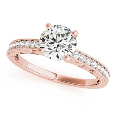 Lyla Diamond Solitaire ½ Eternity Vintage Scroll Engagement Ring (18k Rose Gold)