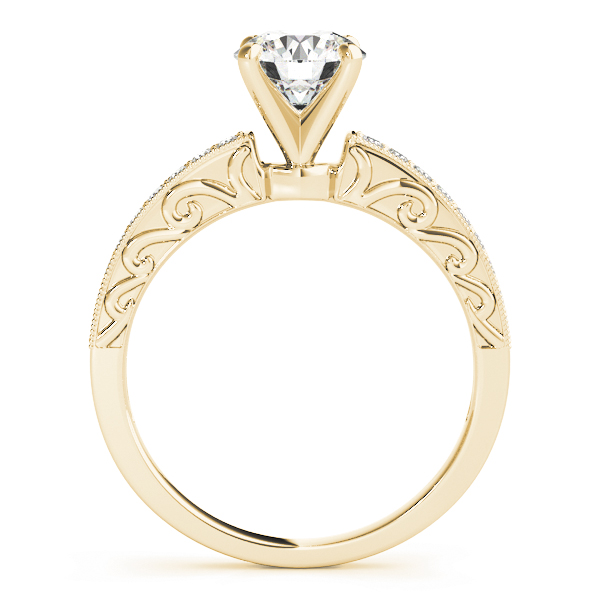 Lyla Diamond Solitaire ½ Eternity Vintage Scroll Engagement Ring (18k Yellow Gold)