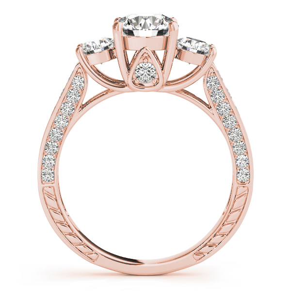 Tabitha Luxe Diamond 3-Stone Shared Prong Cathedral Engagement Ring (18k Rose Gold)