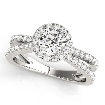 Priscilla Diamond Halo Illusion Crossover Engagement Ring
  (Platinum)