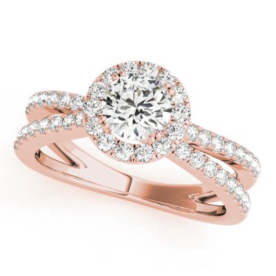 Priscilla Diamond Halo Illusion Crossover Engagement Ring
  (18k Rose Gold)