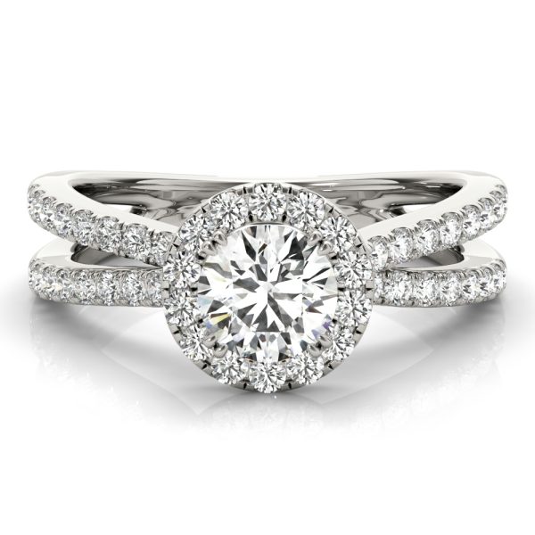 Priscilla Diamond Halo Illusion Crossover Engagement Ring
  (Platinum)