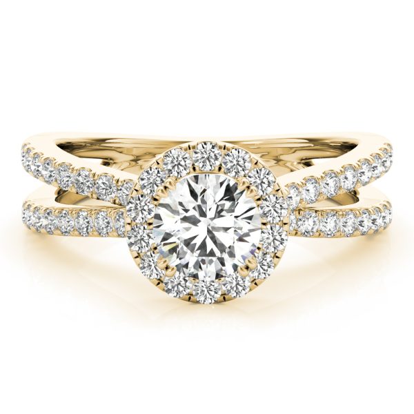 Priscilla Diamond Halo Illusion Crossover Engagement Ring
  (18k Yellow Gold)