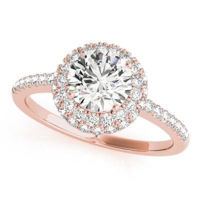 Imogen Diamond Double Halo Half Eternity Engagement Ring  (18k Rose Gold)
