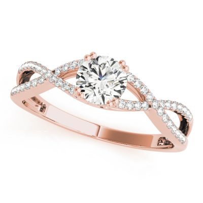 Eva Diamond Modern Cathedral Braided Vine Engagement Ring (18k Rose Gold)
