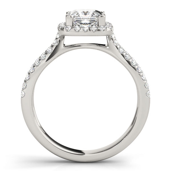 Deandra Diamond Cushion Halo Split Shoulder Engagement Ring
 (Platinum)