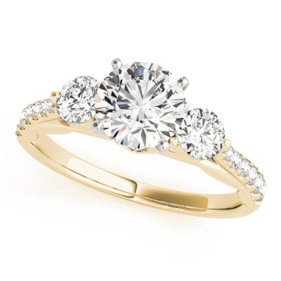Octavia Diamond 3-Stone Floating Cathedral Engagement Ring (18k Yellow Gold)