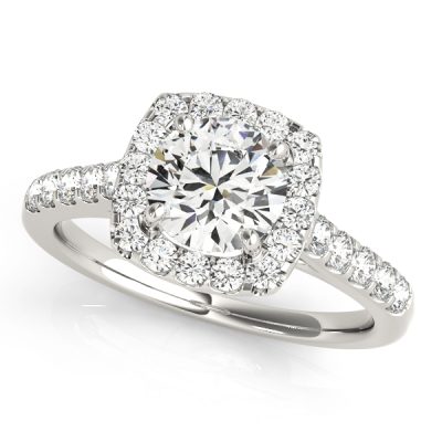 Felicia Cushion Halo Diamond Engagement Ring
 (Platinum)