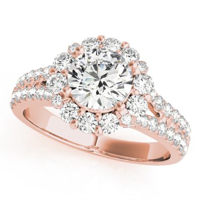 Monique Multi Diamond Halo Cluster Split Band Engagement Ring (18k Rose Gold)