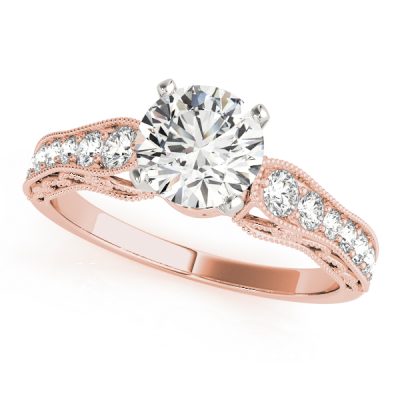 Yvonne Diamond Filigree Cage Open Cathedral Engagement Ring (18k Rose Gold)