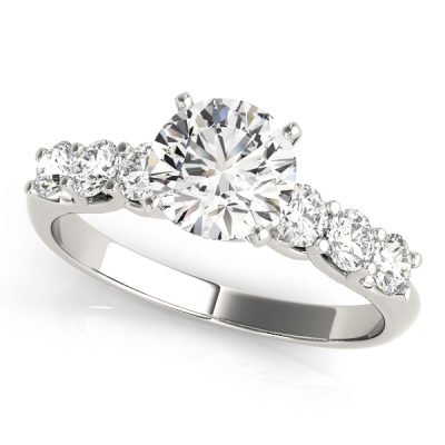 Thea Diamond Solitaire Shared Prong 3-Stone Cluster Engagement Ring (Platinum)