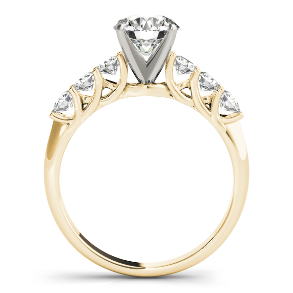 Thea Diamond Solitaire Shared Prong 3-Stone Cluster Engagement Ring (18k Yellow Gold)