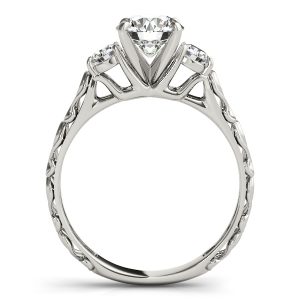 Lydia Diamond 3-Stone Antique Scroll Cathedral Engagement Ring (Platinum)