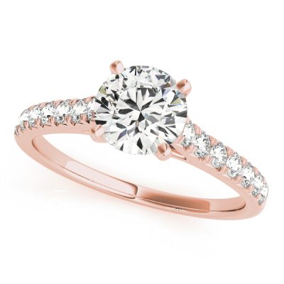 Juliana Diamond Solitaire ½ Eternity Cathedral Engagement Ring (18k Rose Gold)