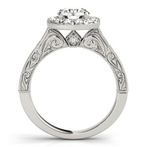 Arabella Diamond Halo Antique Style Engraved Engagement Ring (Platinum)