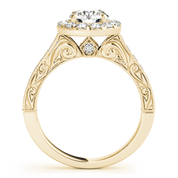 Arabella Diamond Halo Antique Style Engraved Engagement Ring (18k Yellow Gold)