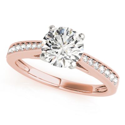 Harlow Diamond Classic Milgrain Cathedral Engagement Ring (18k Rose Gold)