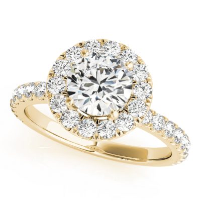 Violette Diamond Raised Medallion Halo Engagement Ring
 (18k Yellow Gold)