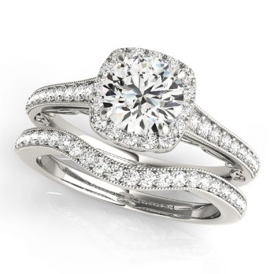 Monique Multi Diamond Halo Cluster Split Band Engagement Ring (Platinum)