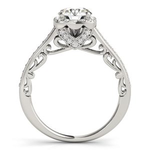 Audrey Diamond Halo Cathedral Scroll Engagement Ring (Platinum)