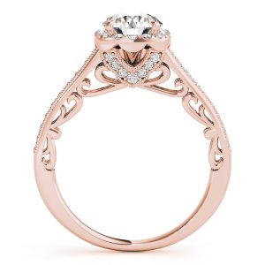 Audrey Diamond Halo Cathedral Scroll Engagement Ring (18k Rose Gold)