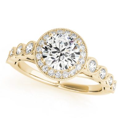 Allegra Floating Diamond Halo Double Cathedral Engagement Ring (18k Yellow Gold)