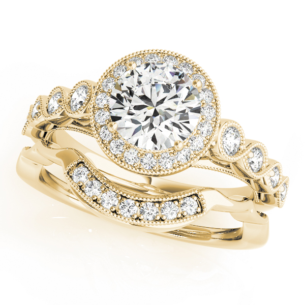 Allegra Floating Diamond Halo Double Cathedral Engagement Ring (18k Yellow Gold)