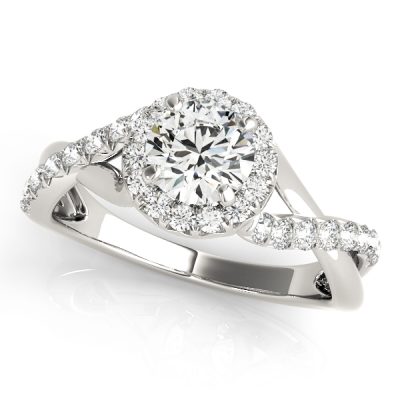 Lia 2-Piece Diamond Halo Twist Engagement & Wedding Bridal Set (Platinum)