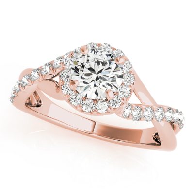 Mila Diamond Solitaire Twisted Cathedral Halo Engagement Ring (18k Rose Gold)