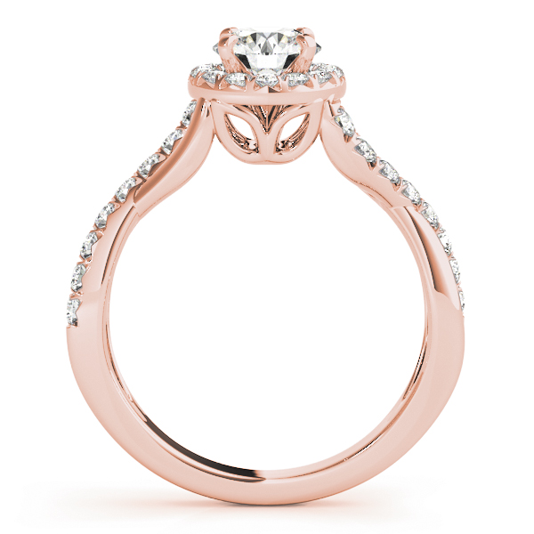 Mila Diamond Solitaire Twisted Cathedral Halo Engagement Ring (18k Rose Gold)