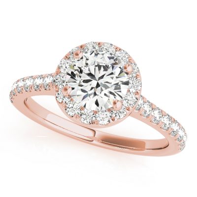 Elsa Secret Diamond Halo Medallion Cathedral Engagement Ring
 (18k Rose Gold)