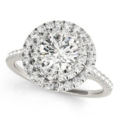 Zoe Vintage Style Diamond Double Halo Engagement Ring (Platinum)
