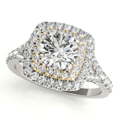 Cassandra Diamond Layered Halo Engagement Ring (18k Yellow Gold)