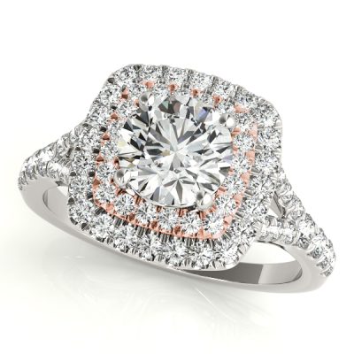 Cassandra Diamond Layered Halo Engagement Ring (18k Rose Gold)
