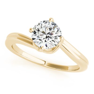 Gracy Twisted Double Bypass Diamond Solitaire Engagement Ring (18k Yellow Gold)