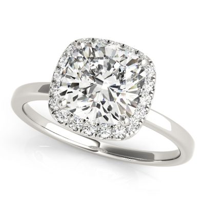 Simone Diamond Cushion Halo Solitaire Engagement Ring (Platinum)