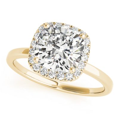 Simone Diamond Cushion Halo Solitaire Engagement Ring (18k Yellow Gold)