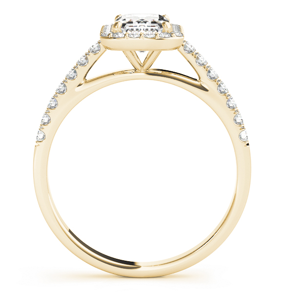 Heather Diamond Emerald Cut Halo Cathedral Engagement Ring
 (18k Yellow Gold)