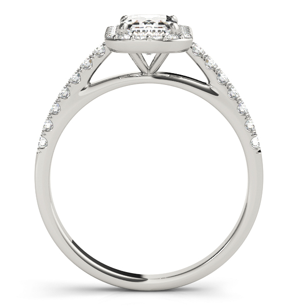 Heather Diamond Emerald Cut Halo Cathedral Engagement Ring
 (Platinum)