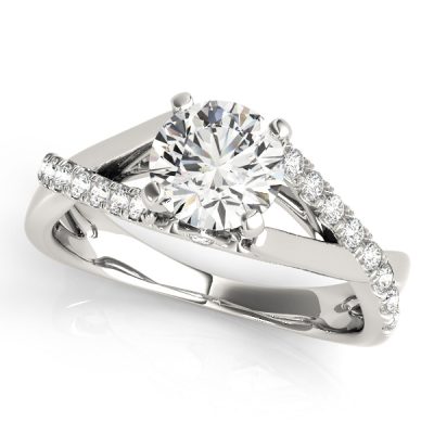 Olivia Diamond Asymmetrical Cathedral Fleur de lis Engagement Ring (Platinum)