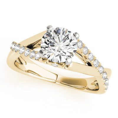 Olivia Diamond Asymmetrical Cathedral Fleur de lis Engagement Ring (18k Yellow Gold)