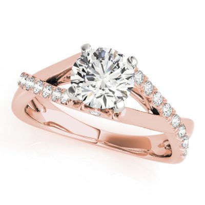 Olivia Diamond Asymmetrical Cathedral Fleur de lis Engagement Ring (18k Rose Gold)