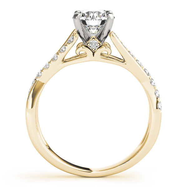 Olivia Diamond Asymmetrical Cathedral Fleur de lis Engagement Ring (18k Yellow Gold)