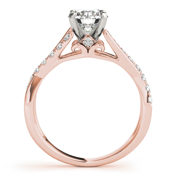 Olivia Diamond Asymmetrical Cathedral Fleur de lis Engagement Ring (18k Rose Gold)